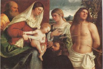 Sebastiano del Piombo The Holy Family with st Catherine st Sebastian and a Donor sacra Conversazione (mk05) China oil painting art